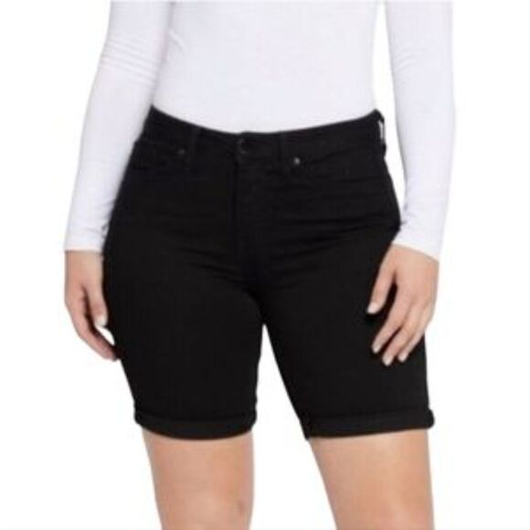 Seven7 Black Super Soft Stretch Rolled Cuff Sunset Bermuda Shorts Size 4 - Picture 1 of 11